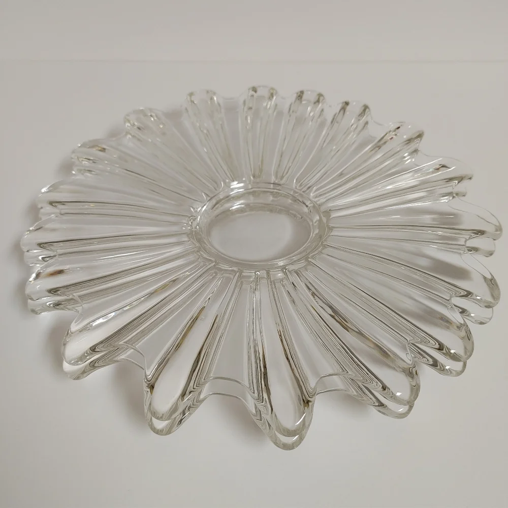 Vintage Federal Clear Glass Platter Wavy Pattern